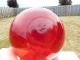 Heavy Bright Red Glass Float Marked Seal Button Ff Fishing Nets & Floats photo 1