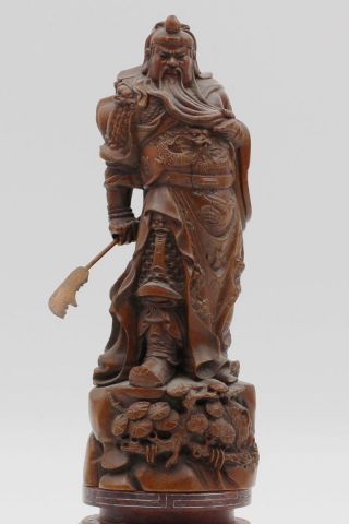 Exquisite Hand - Carved Boxwood Carving Statue Of Guan Yu photo