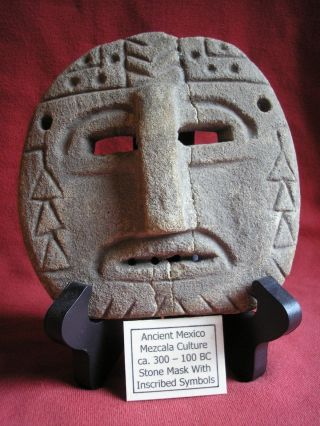 Stone Mezcala Mask,  Ca.  300 - 100 Bc photo
