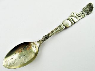 Antique Oklahoma City,  Oklahoma Indian Sterling Silver Souvenir Spoon 7gm photo