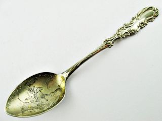 Antique Out On The Plains,  Ft.  Worth,  Texas Sterling Silver Souvenir Spoon 7gm photo
