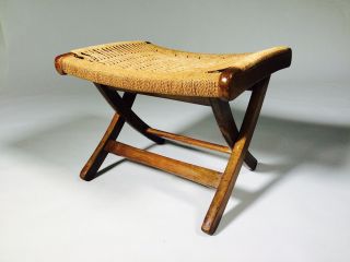 Hans Wegner Style Corded Rope Ottoman For Scissor Chair - Mid - Century Danish Mod photo