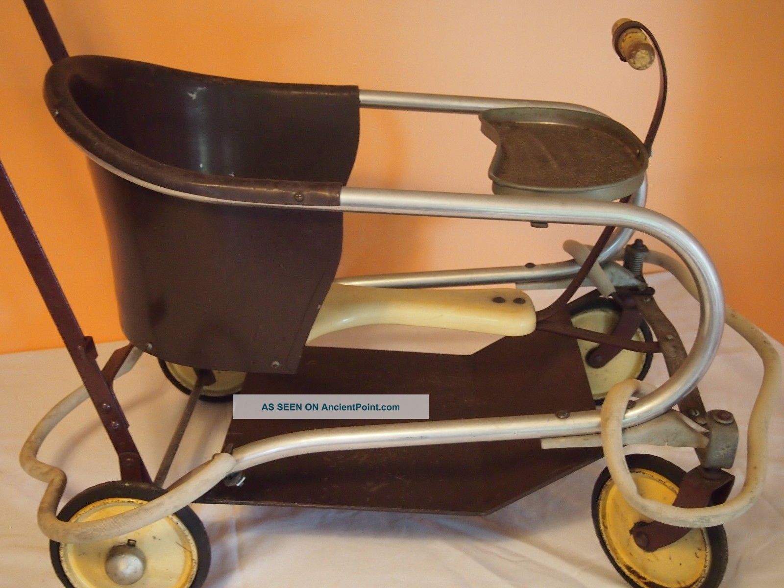 Vintage Metal Toddler Baby Walker/stroller - 1930 ' S/40 ' S Wooden Handle Thayer Baby Carriages & Buggies photo