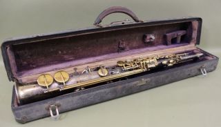 Antique 1921 Conn Silver & Gold Straight Soprano Saxophone & Case,  Nr photo