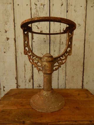 Antique Embossed Cast Iron Stand / Base Vintage Industrial / Repurposing Table photo