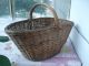 Antique Vintage Old Country Farm Gathering Basket Oval Hand Woven Primitives photo 5