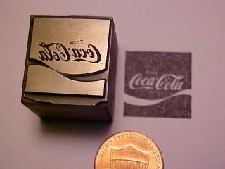 Letterpress Printers Block Enjoy Coca - Cola Soda Coke Square Ribbon Logo 1899 photo