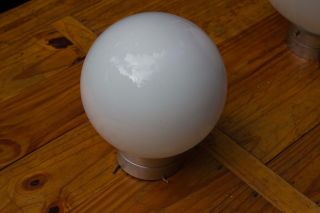 Mid Century Modern White Glass Dome Ceiling Light Fixture Vintage photo