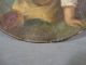 19thc Antique Victorian Girl & Strawberry Papier Mache Plate Portrait Painting Victorian photo 5