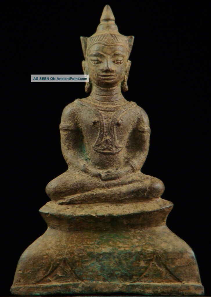 Buddha: Antique Ayutthaya Sammasamadhi,  Thailand,  1700 ' S,  Bronze,  Great Patina Statues photo