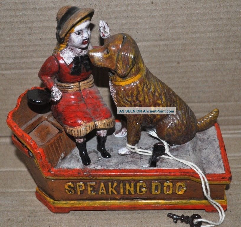 A Rare And Attractive Speaking Dog Piggy Bank With A Doll India photo