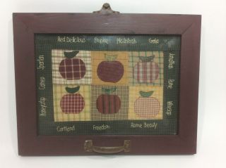 Vintage Farmhouse Old Wood Window Pane Shabby Picture Frame Chic Apples photo