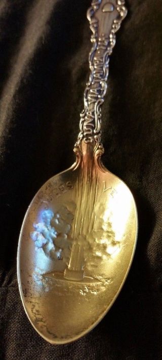 Ss4 Whiting Gorham Sterling Silver Souvenir Spoon Jules Verne Luna Via Tampa Fla photo