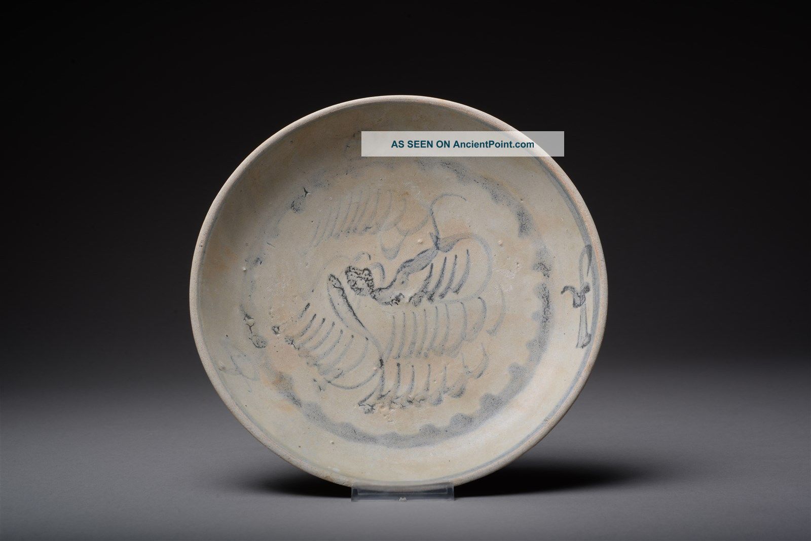 Antique Qing Dynasty Daoguang Tek Sing Shipwreck Abstract Phoenix Plate - 1822ad Other Maritime Antiques photo