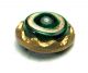 Antique Glass In Metal Button Green Bullseye In Brass Border Buttons photo 1