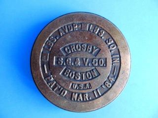 Antique Scale Weight Calibration Brass 4lb Crosby S.  G.  & V.  Co 1884 Patent Merc photo
