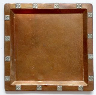 Antique Vintage Arts & Crafts Mission Hammered Copper Tray / Roycroft Quality photo