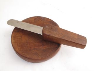 Dansk Jens Quistgaard Teak Wood Cheese Board With Knife Mid Century Modern 5 
