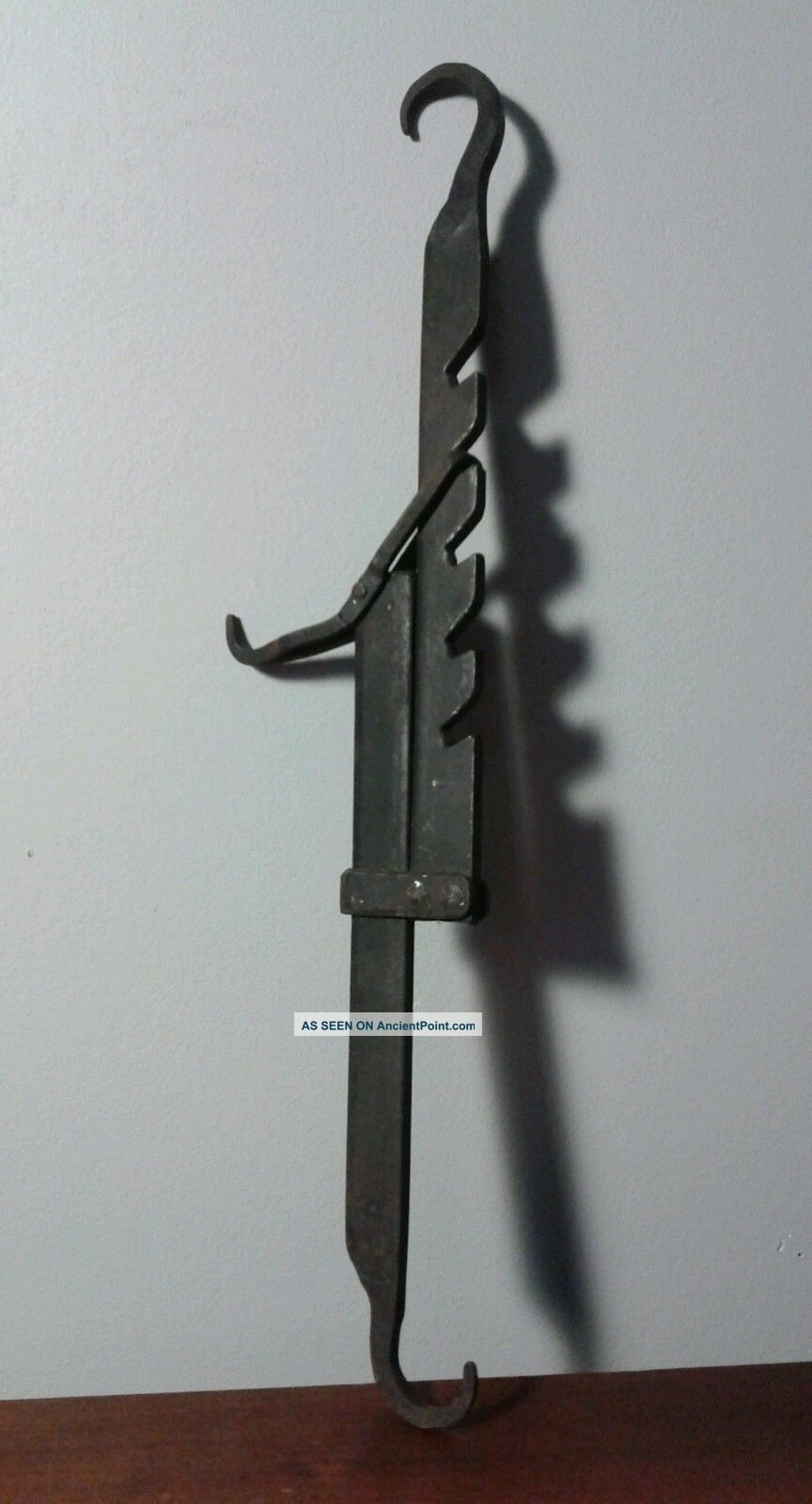 Antique Primitive 19th C.  Wrought Iron Fireplace Trammel Sawtooth Blacksmith Vtg Primitives photo