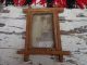Old Primitive Wooden Hand Carved Frame W/ Picture 1800s Primitives photo 1