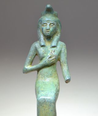 Egyptian Bronze Figurine Of Isis,  The Egyptian Goddess Of Rebirth photo