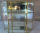Wrapped Glass Mirror & Brass 3 Tier Curio Cabinet Shelf Display Perfume Display Cases photo 1