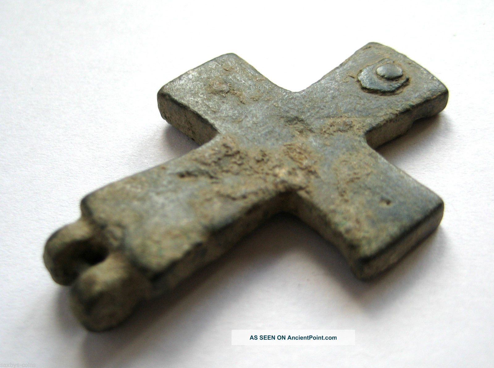 Circa.  1200 A.  D Large English Medieval Period Ae Bronze Reliquary Cross Pendant British photo