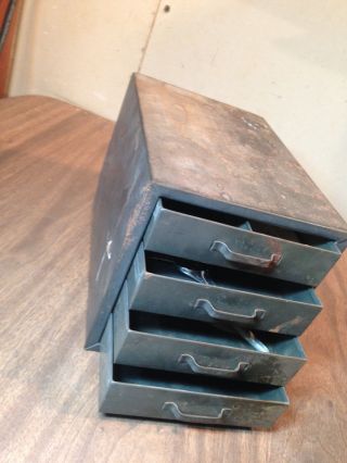 Vintage Industrial Metal Drawer Cabinet photo