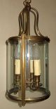 Large Antique French Regency Round Glass & Brass 3 Light Lantern Chandelier Chandeliers, Fixtures, Sconces photo 2