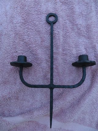 Vintage Spike Wrought Iron Two Hole Candle Holder photo