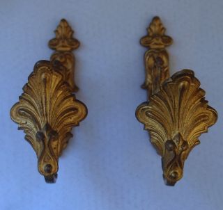 2 Antique French Bronze Curtain Tie Back Hook 19th C Numbered photo
