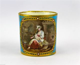 Sevres Jeweled Cup Museum Quality Hand Painted Soft Paste Porcelain photo
