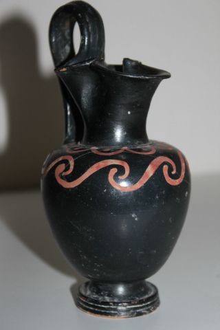 Ancient Greek Hellenistic Pottery Trefoil Lip Olpe 4th Century Bc Wine Jug photo