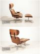 Mid Century Modern Leather Eames Lounge Chair W/ Ottoman Accent Plycraft Camel Mid-Century Modernism photo 2