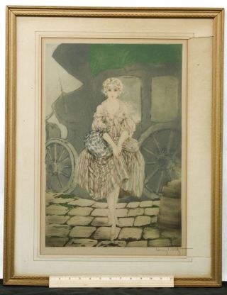 Antique Authentic Signed Louis Icart Etching,  Coming Home,  W/ Blind Stamp Nr photo