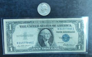 1935 F One Dollar Silver Certificate Note - Circulated &1964 Washington Quarter photo