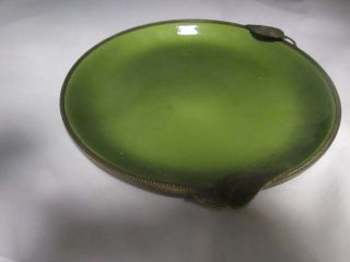 Evans Art Deco Green Enamel Brass Trim Large Ashtray photo