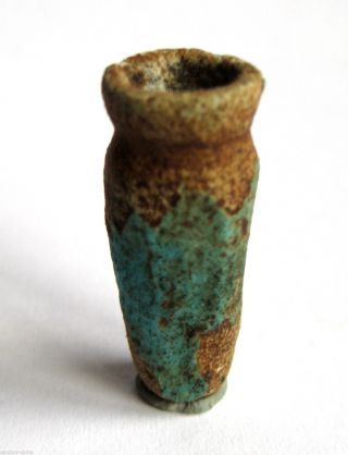 Rare 2300 B.  C Egypt Old Kingdom.  Vi Dynasty Blue Faiance Jar Amulet Pendant photo