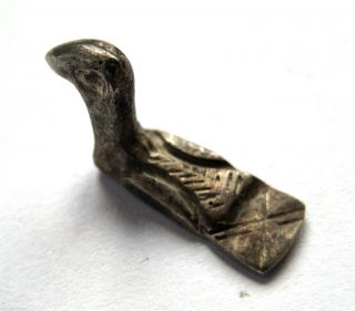Rare C.  500 B.  C British Found Early Iron Age Period Votive Silver Eagle Amulet photo