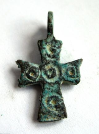 Circa.  1200 A.  D English Early Medieval Period Ae Bronze Crusades Cross Pendant.  Vf photo