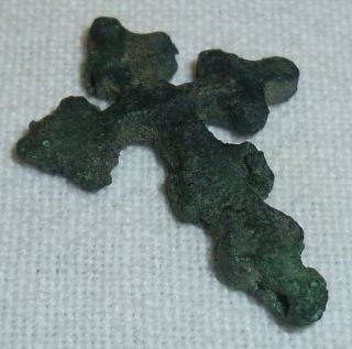 Byzantin Bronze Cross Coiled Amulet / Pendant Circa 1500 Ad - 27 - photo