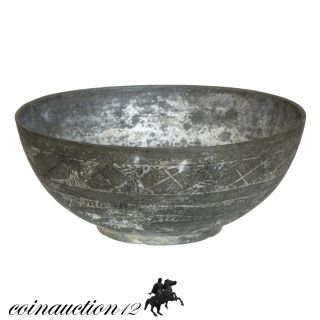 Ancient Or Medieval Bronze Silvered Sculpture Bowl,  Large Size photo
