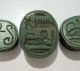Unusual Egyptian Turquoise Green Color Scarab Beads (3) Egyptian photo 4