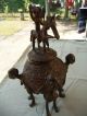 African Bronze Ritual Vessel Of Yeruba Bronze 1920 Sculptures & Statues photo 1