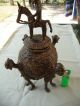 African Bronze Ritual Vessel Of Yeruba Bronze 1920 Sculptures & Statues photo 3