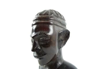 Vintage African Black Ebony Figure Carving Of Native Warrior With Club Sheild photo
