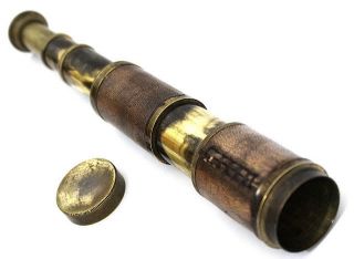 Traditional Brass Ship Leather Bounded Antique Vintage Spyglass Telescope Tc 05 photo