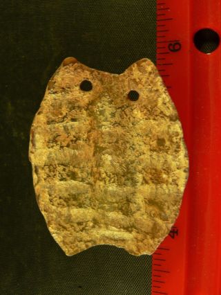 Early Cherokee Indian Turtle Shell Talisman Pendant Hard Stone Pre - 1600 photo