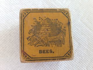 Antique Victorian Wooden Alphabet Block Letter Abc 1900 Lithograph Bee Hive Old photo