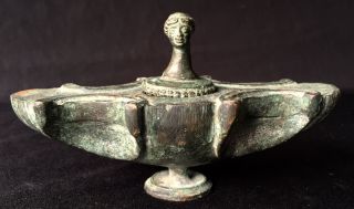 Greek Roman Bronze Censer Incense Burner Female Figural Perfume Container photo